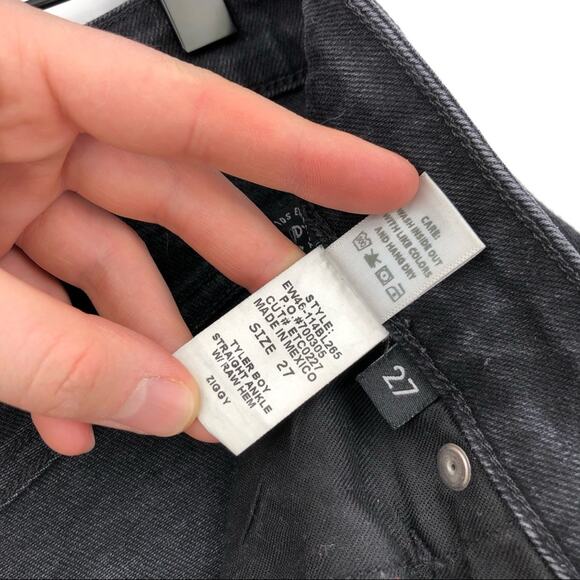 ETICA Tyler Boy Straight Ankle Raw Hem Washed Black 27 - Picture 7 of 9